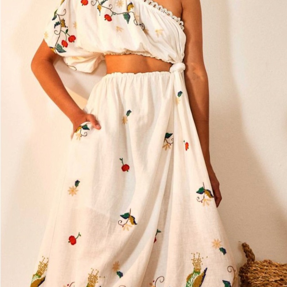 Beautiful NEW FARM Rio White Embellished Maxi  Dress